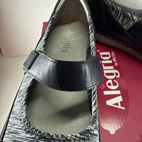 Alegria Women's Gem Black & White Shoes Size 11 Wide Mary Jane Style Soft Upper - Picture 3 of 12